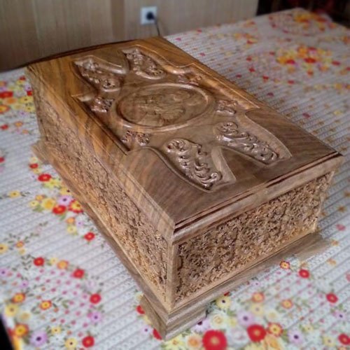 Religious Hand Carved Wooden Box Keepsake Box